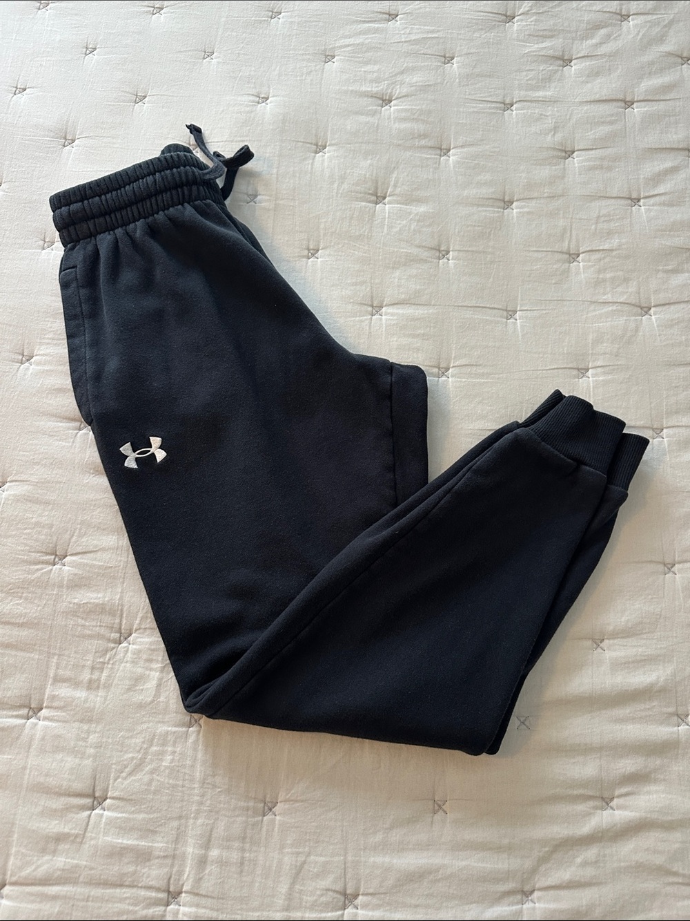 Under Armour Men’s Black Fleece Joggers with White Logo